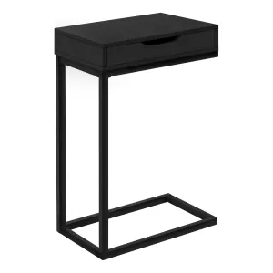 16" Stylish C-Shape Black Metal Accent Table with Drawer - Perfect for Snacks, Drinks & Laptops!