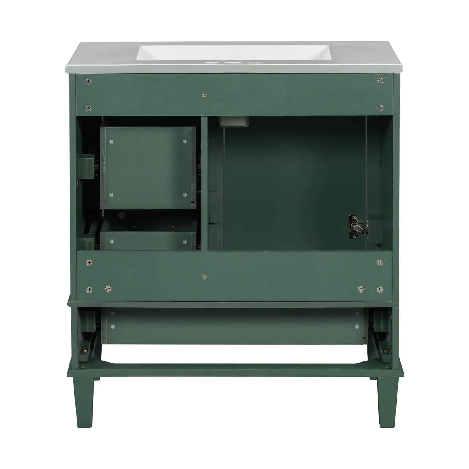 30" Dark Green Solid Wood Bathroom Vanity with Top