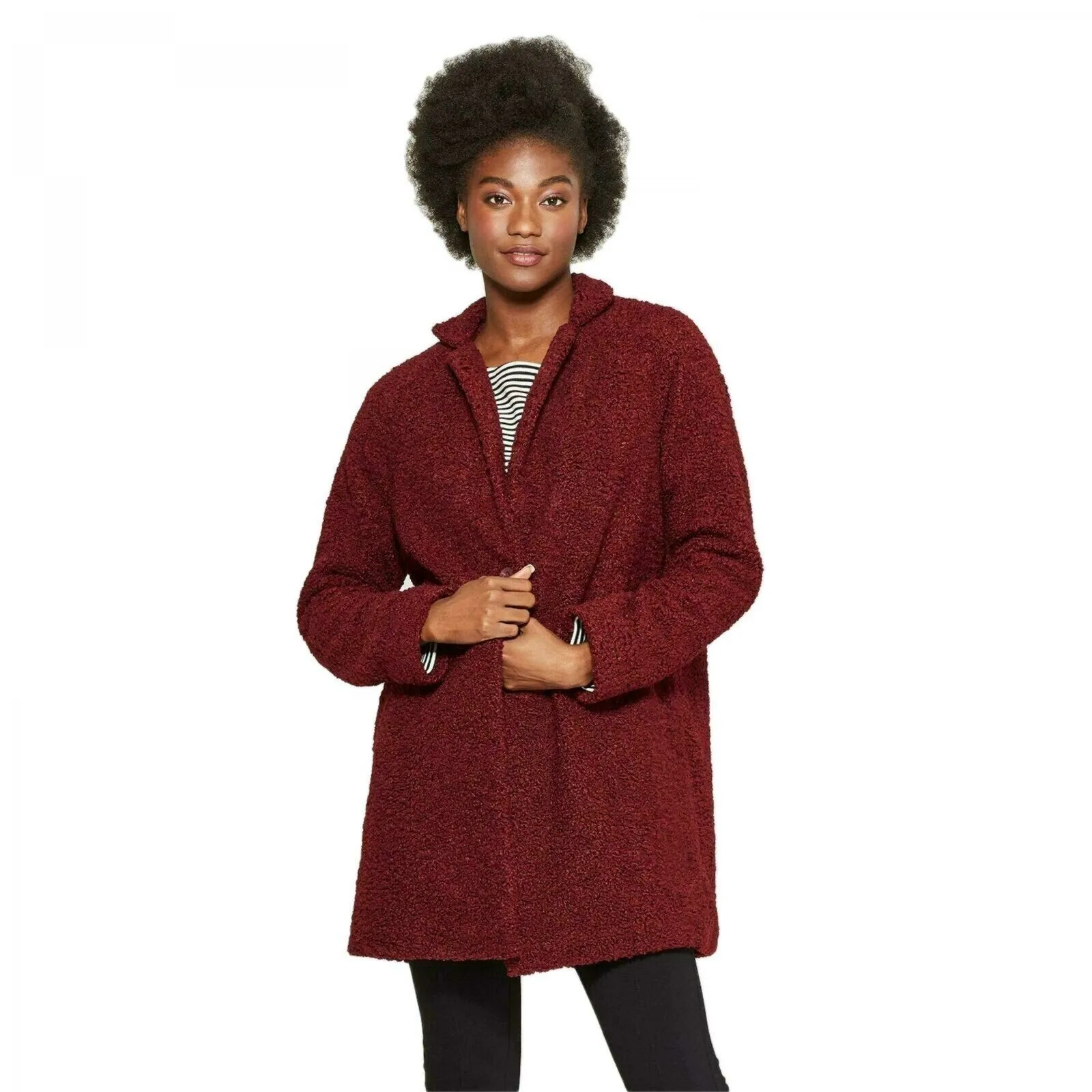 A New Day Women's Fashion Teddy Bear Overcoat Swing Coat