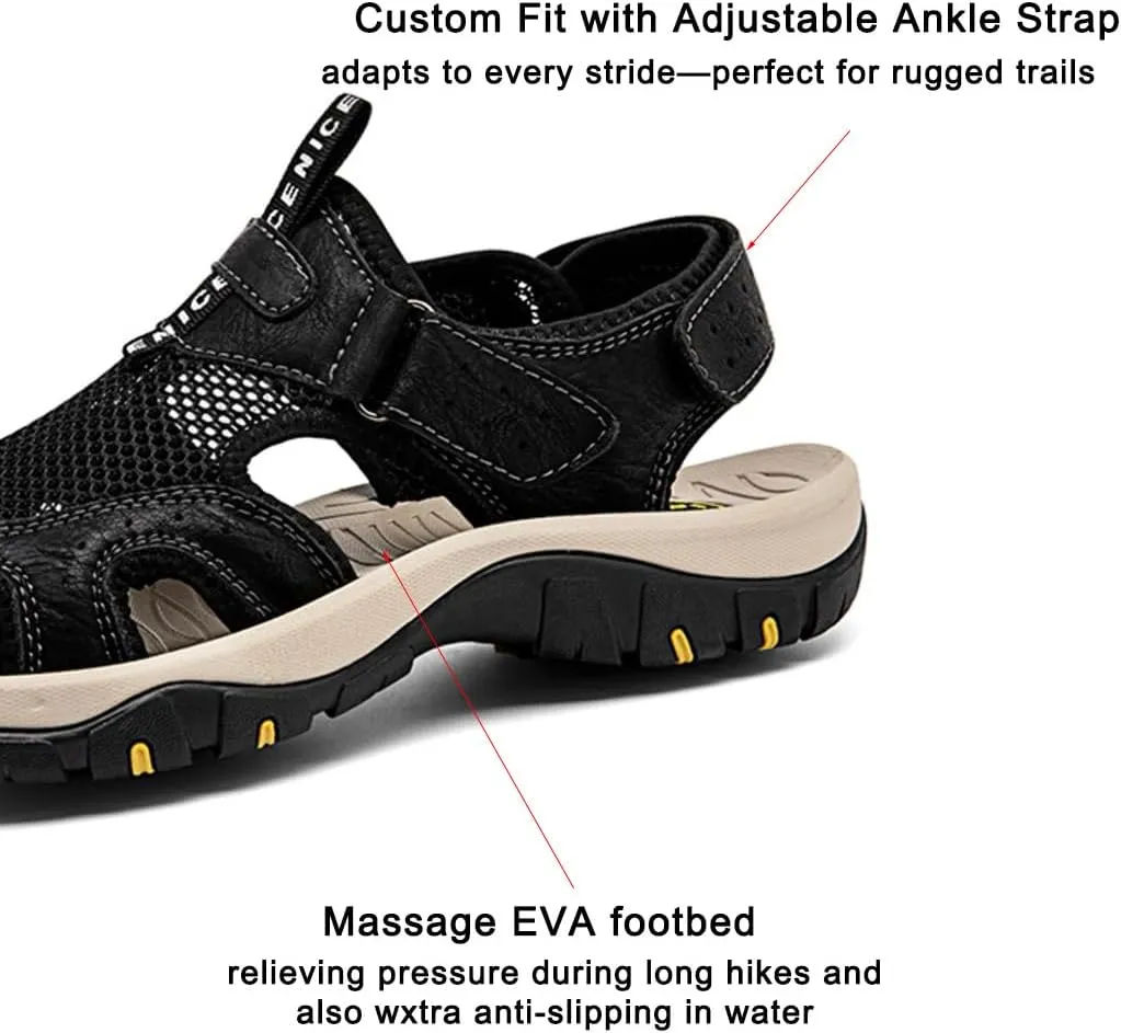 ailishabroy Men's Sport Sandals Closed-toe: Lightweight Quick-Dry Hiking Footwear