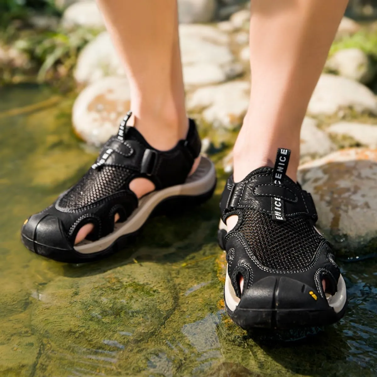 ailishabroy Men's Sport Sandals Closed-toe: Lightweight Quick-Dry Hiking Footwear