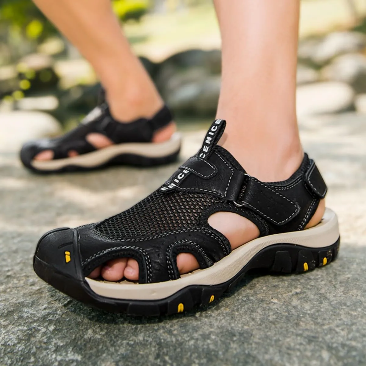 ailishabroy Men's Sport Sandals Closed-toe: Lightweight Quick-Dry Hiking Footwear