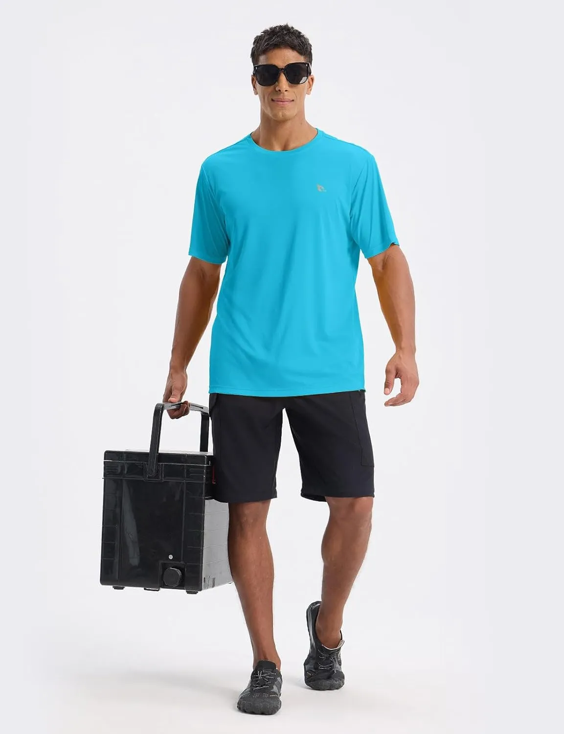baleaf Men's UPF 50  Sun Protection Shirts UV SPF Short Sleeve T-Shirts Rash Guard Quick Dry Lightweight Hiking Athletic