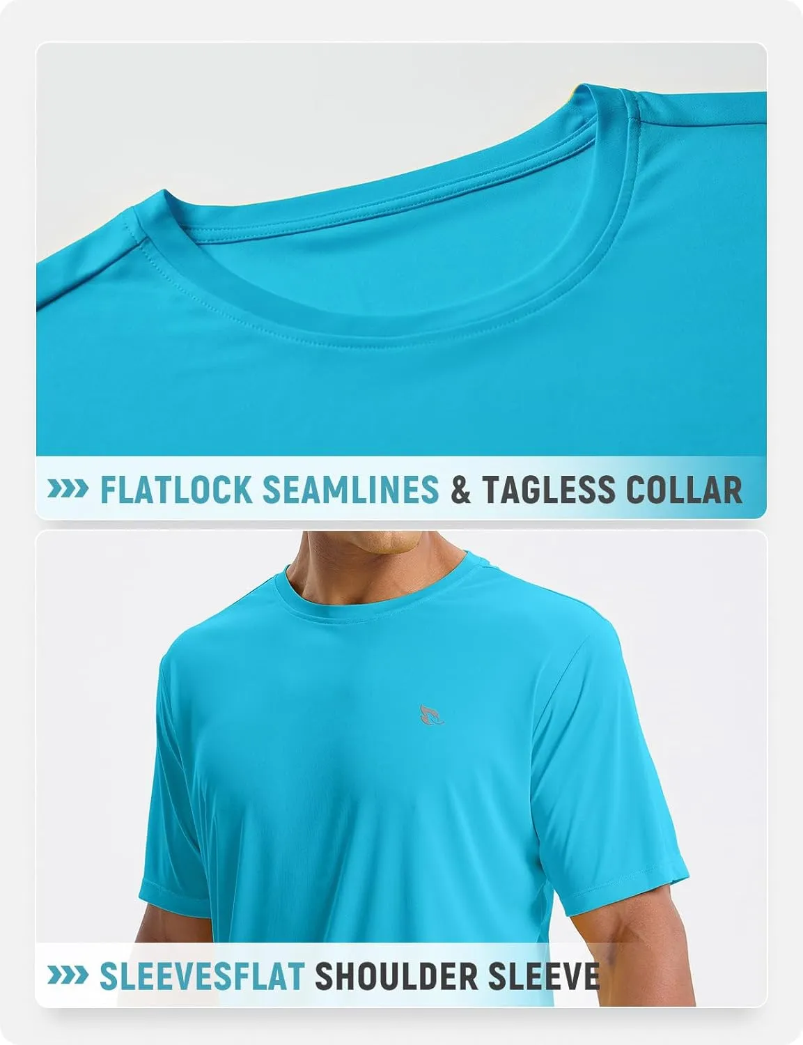 baleaf Men's UPF 50  Sun Protection Shirts UV SPF Short Sleeve T-Shirts Rash Guard Quick Dry Lightweight Hiking Athletic