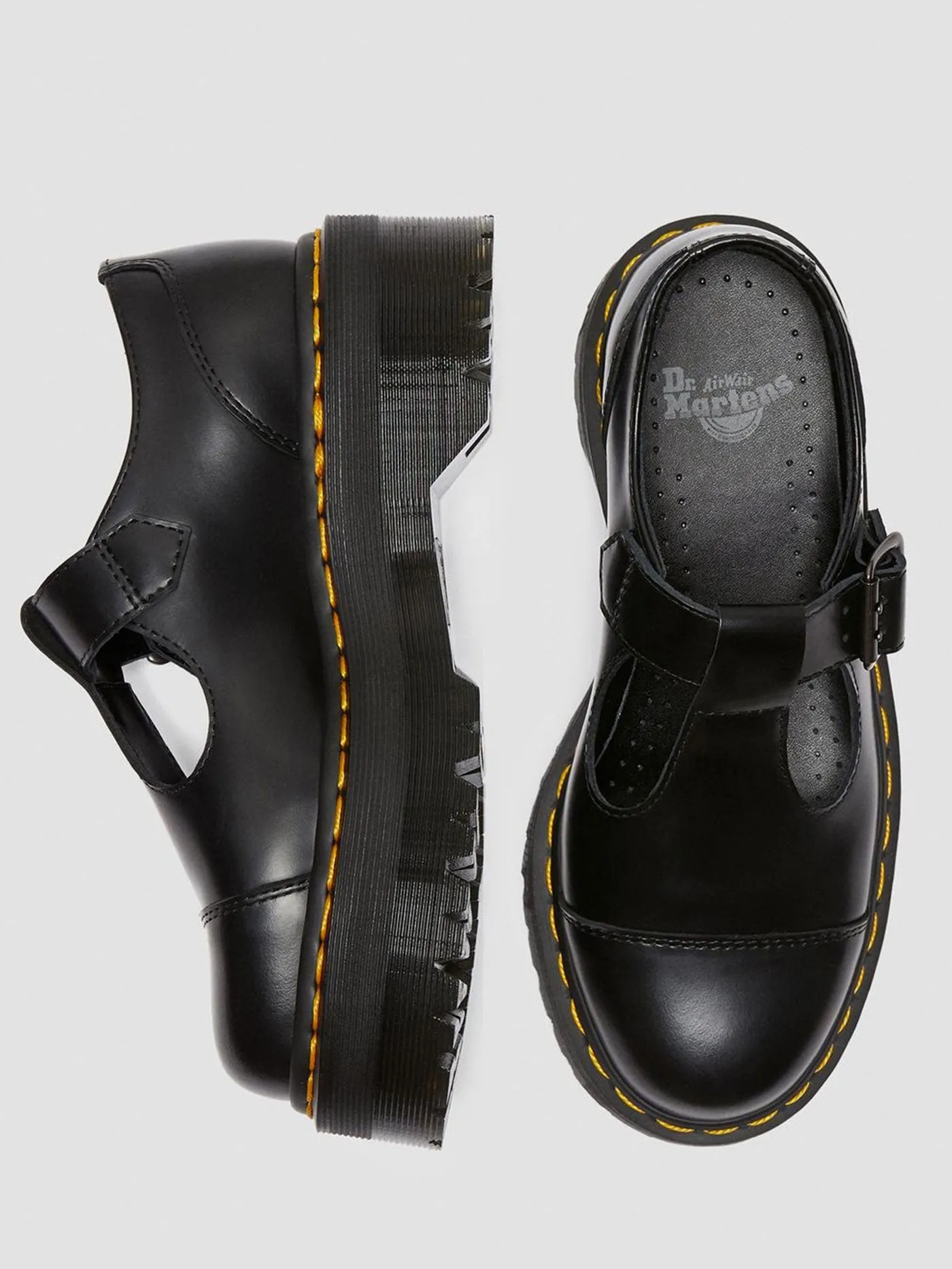 Bethan Black Polished Smooth Leather Platform Shoes