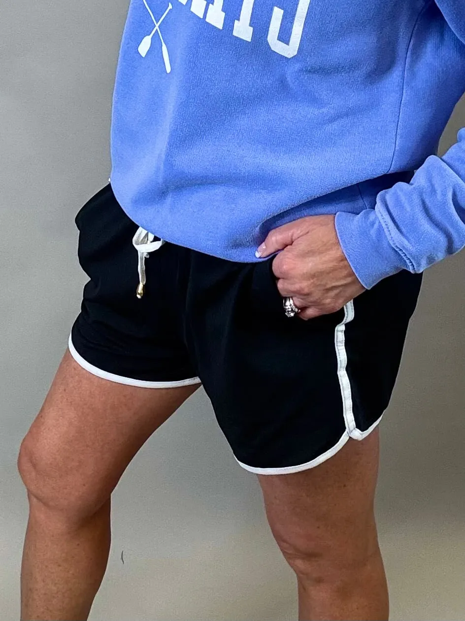 Black And White Drawstring Everyday Shorts