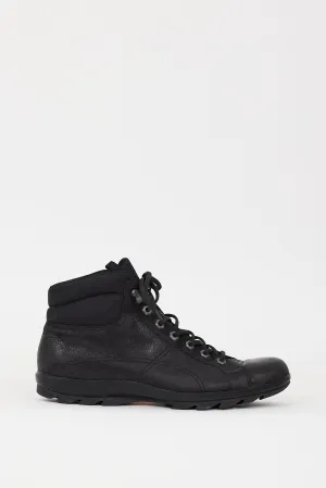 Black Leather & Nylon Sneaker