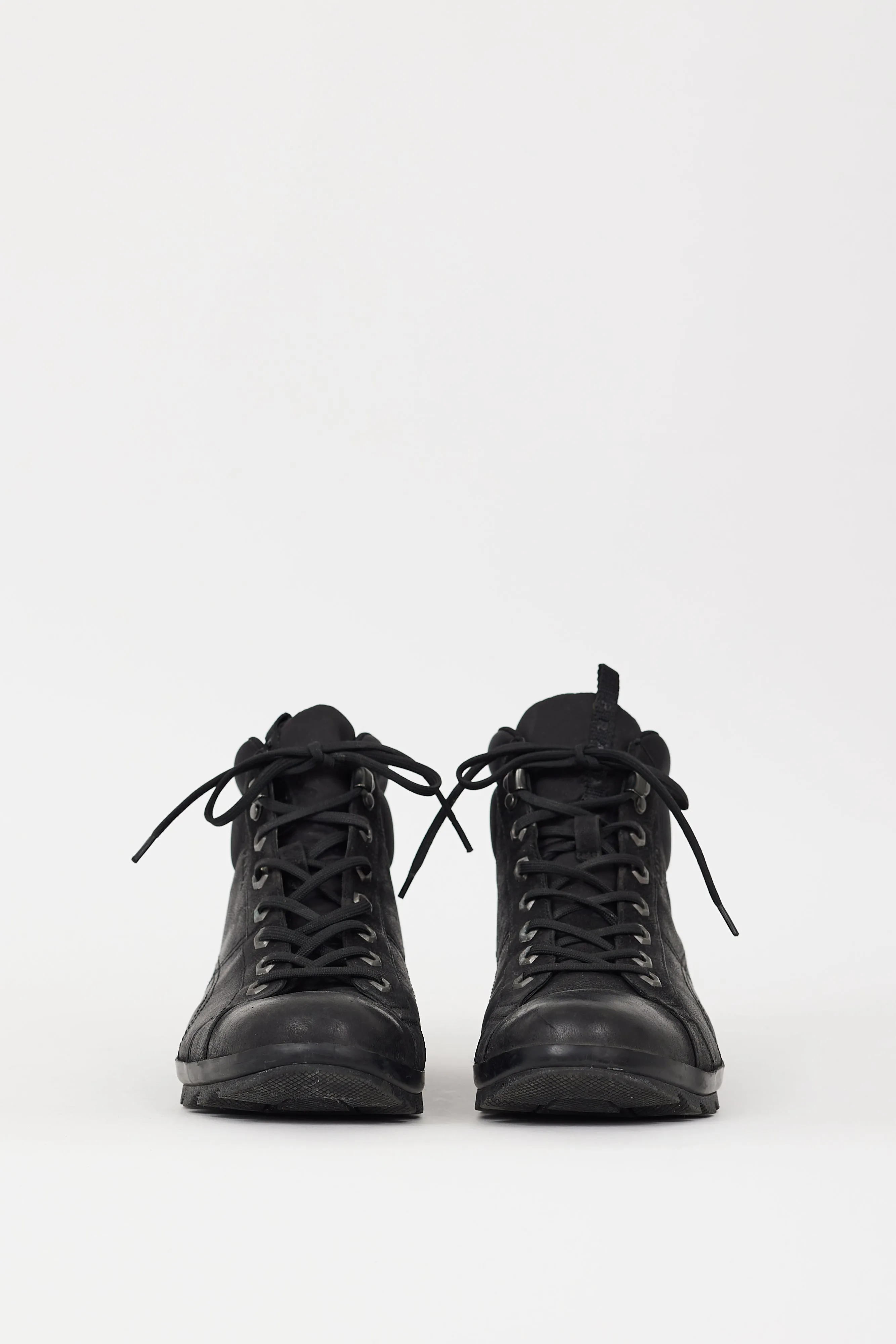 Black Leather & Nylon Sneaker