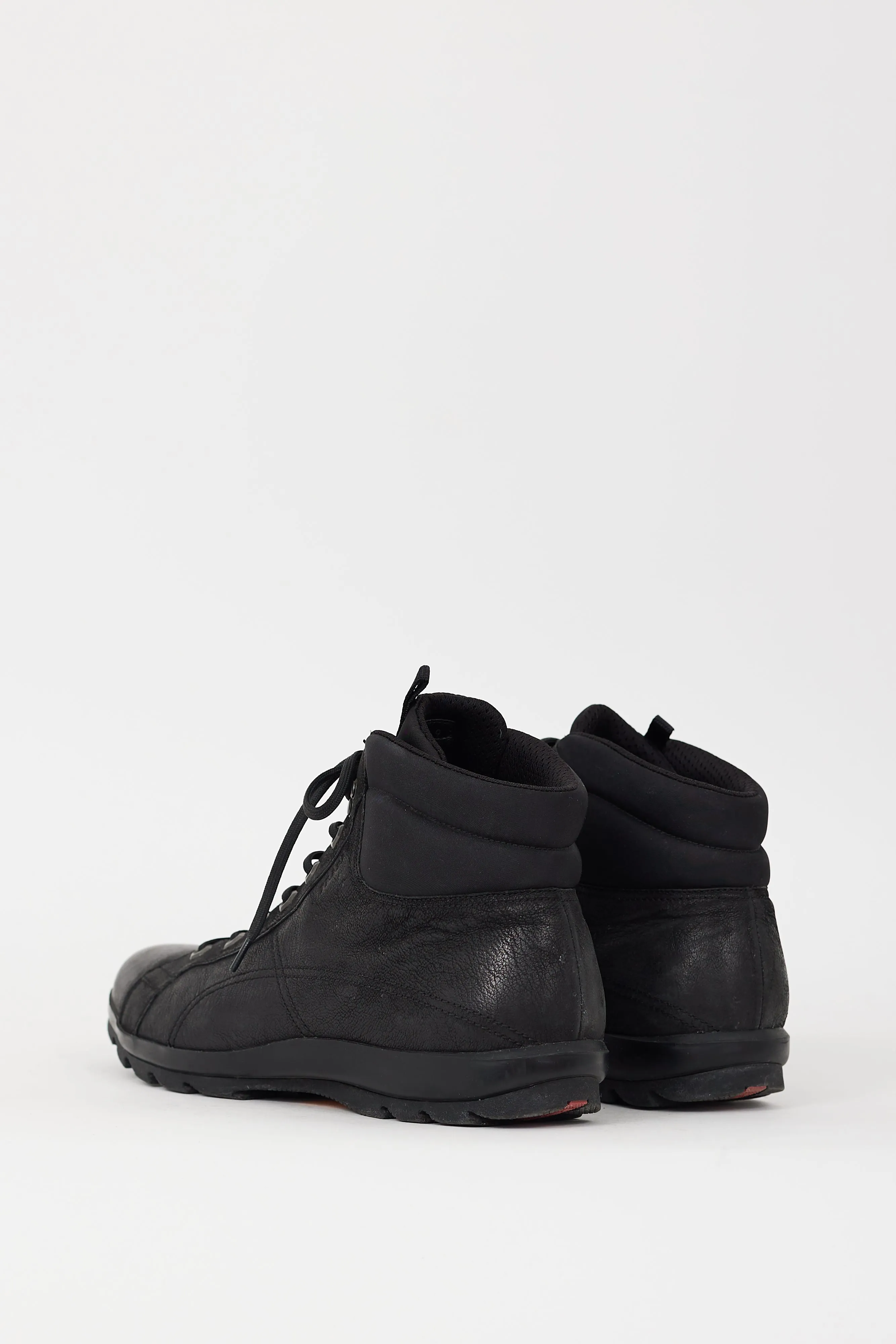 Black Leather & Nylon Sneaker