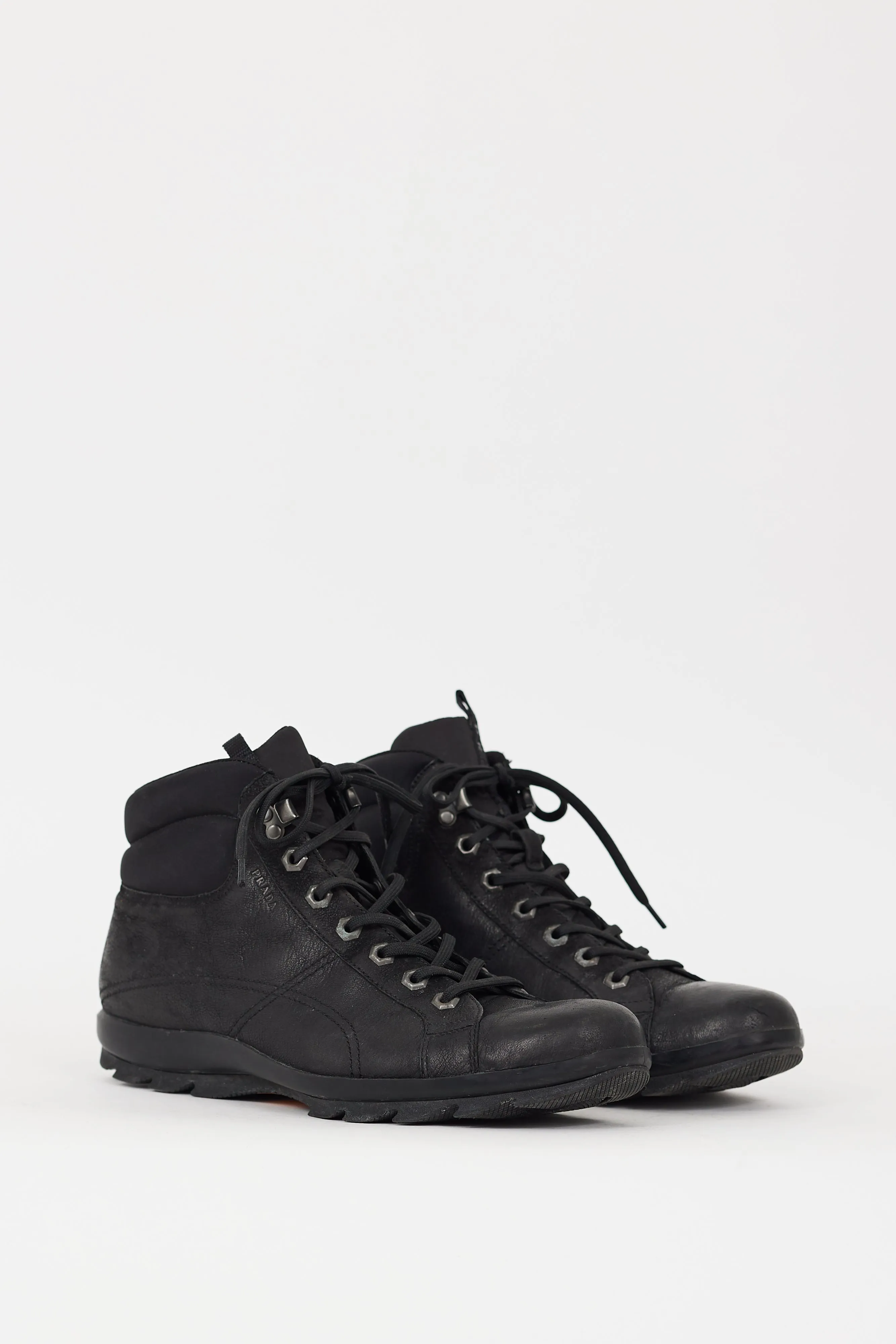 Black Leather & Nylon Sneaker