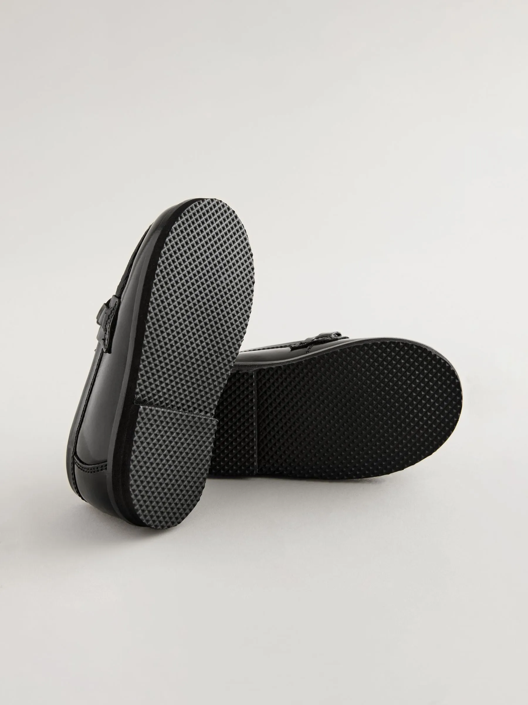 Black Leather Saddle Loafers