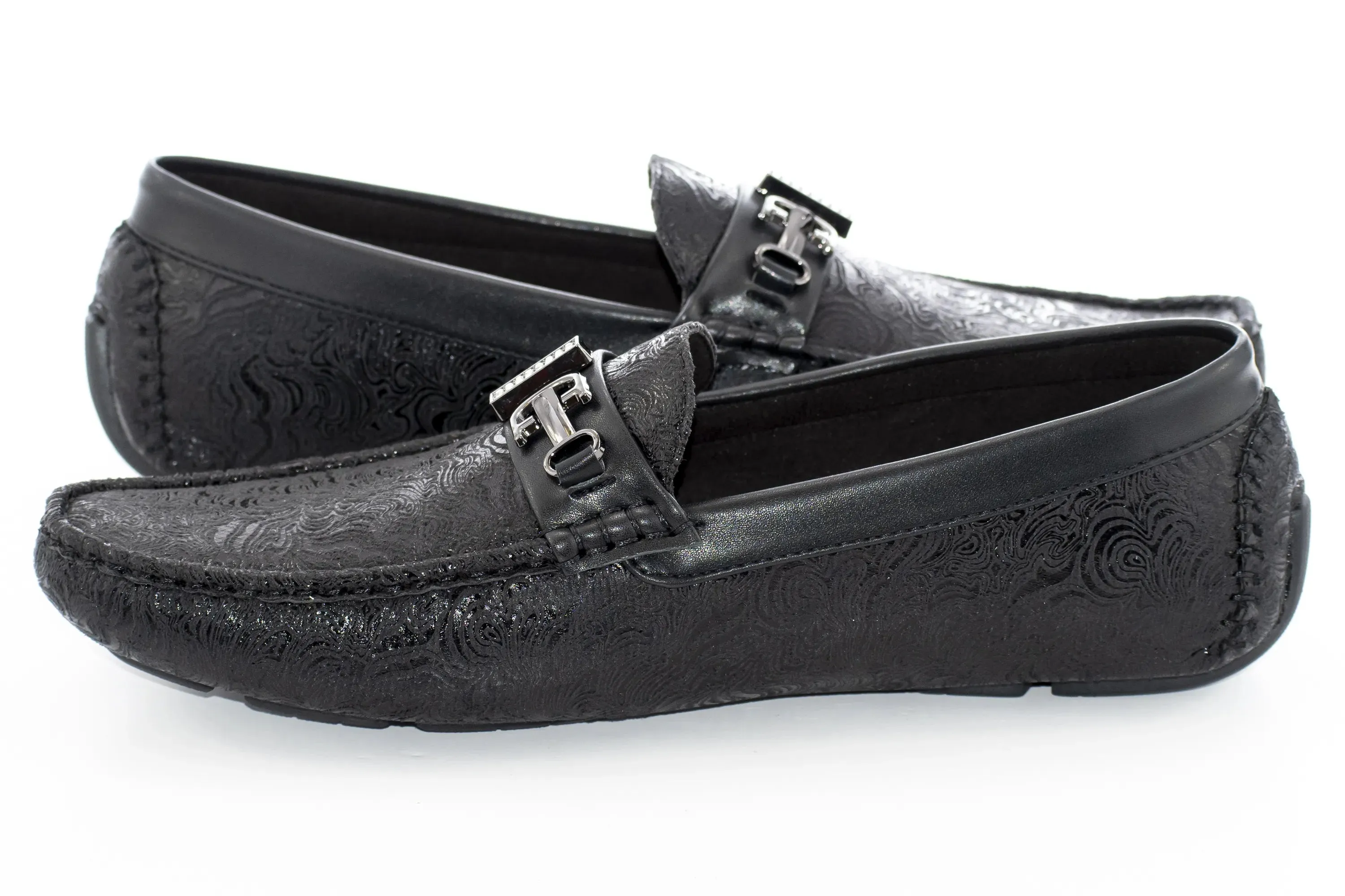 Black Wavy Metallic Designer Bit Driver Loafer