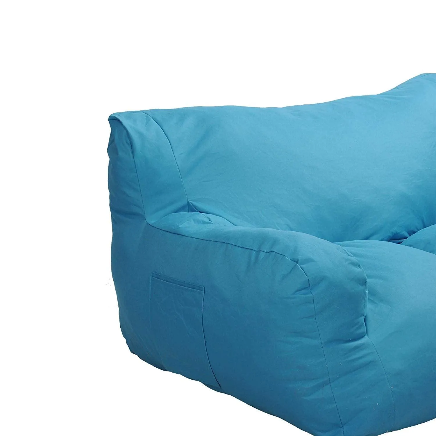 Blue Bean Bag Chair Kids Self-Inflated Sponge Stuffed Beanless Dorm Chair for Adults, Double Seats Sofa Lounger Couch Furniture for Indoor and Outdoor
