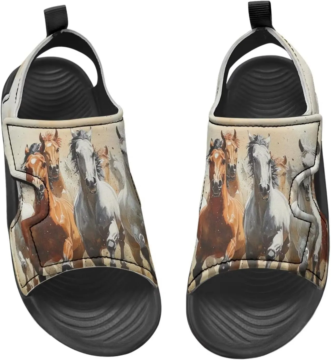 Boys Horse Summer Kids Open Toe Sport Outdoor Athletic Sandals Quick Dry Water Pool Shoes Adjustable