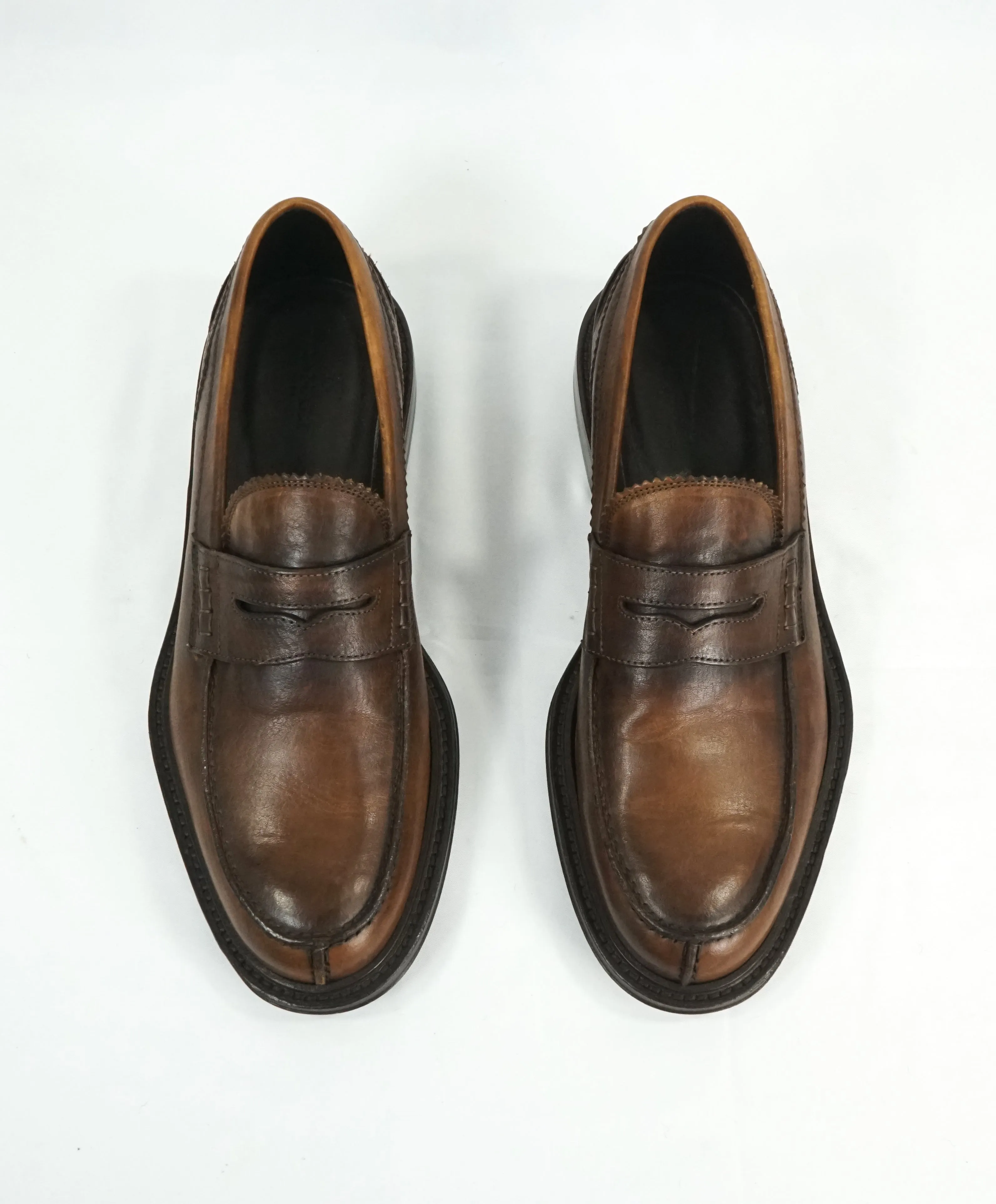 CANALI -  Hand Stitched Classic Leather Penny Loafers - 9
