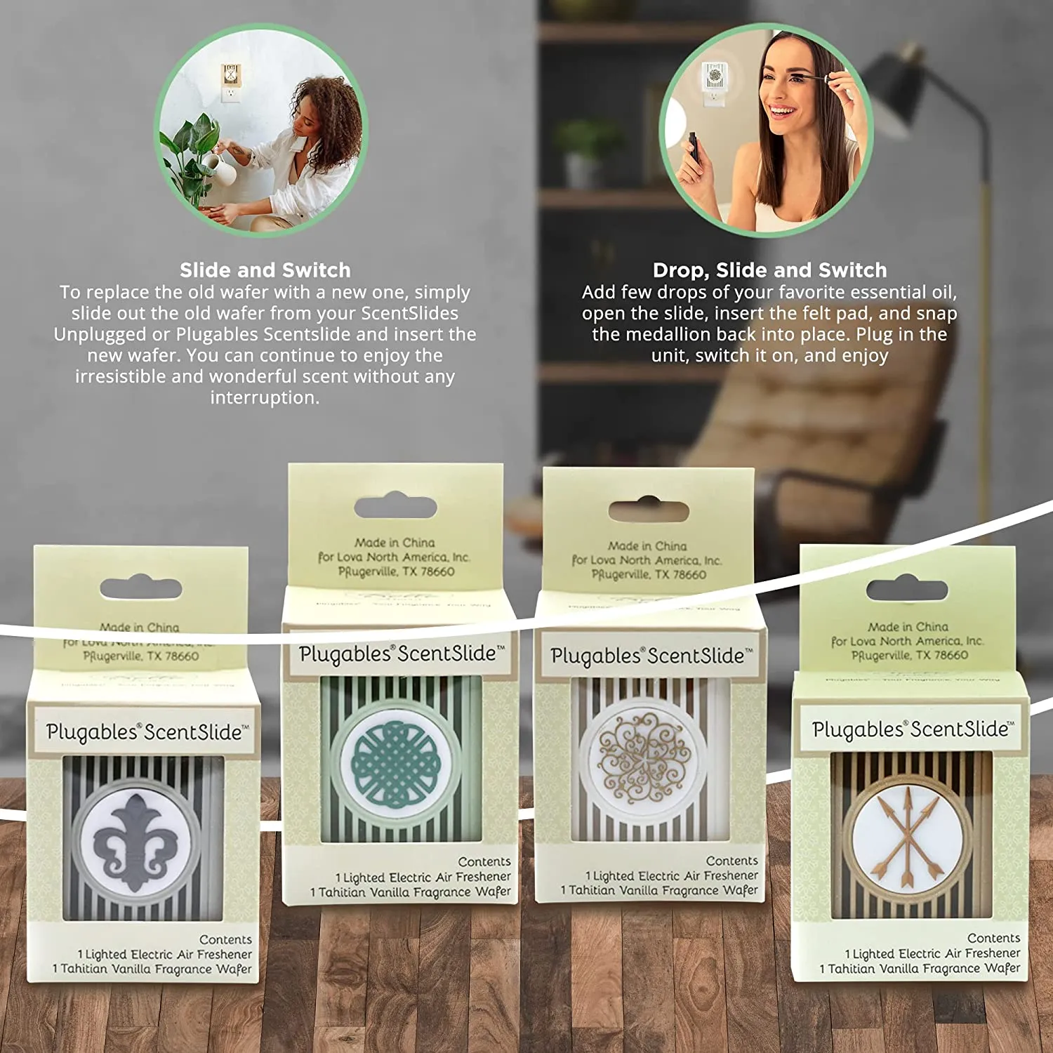 Celtic Knot Plugables® ScentSlide® Plugin Night Light Diffuser with 1 Fragrance Wafer - Sea Glass
