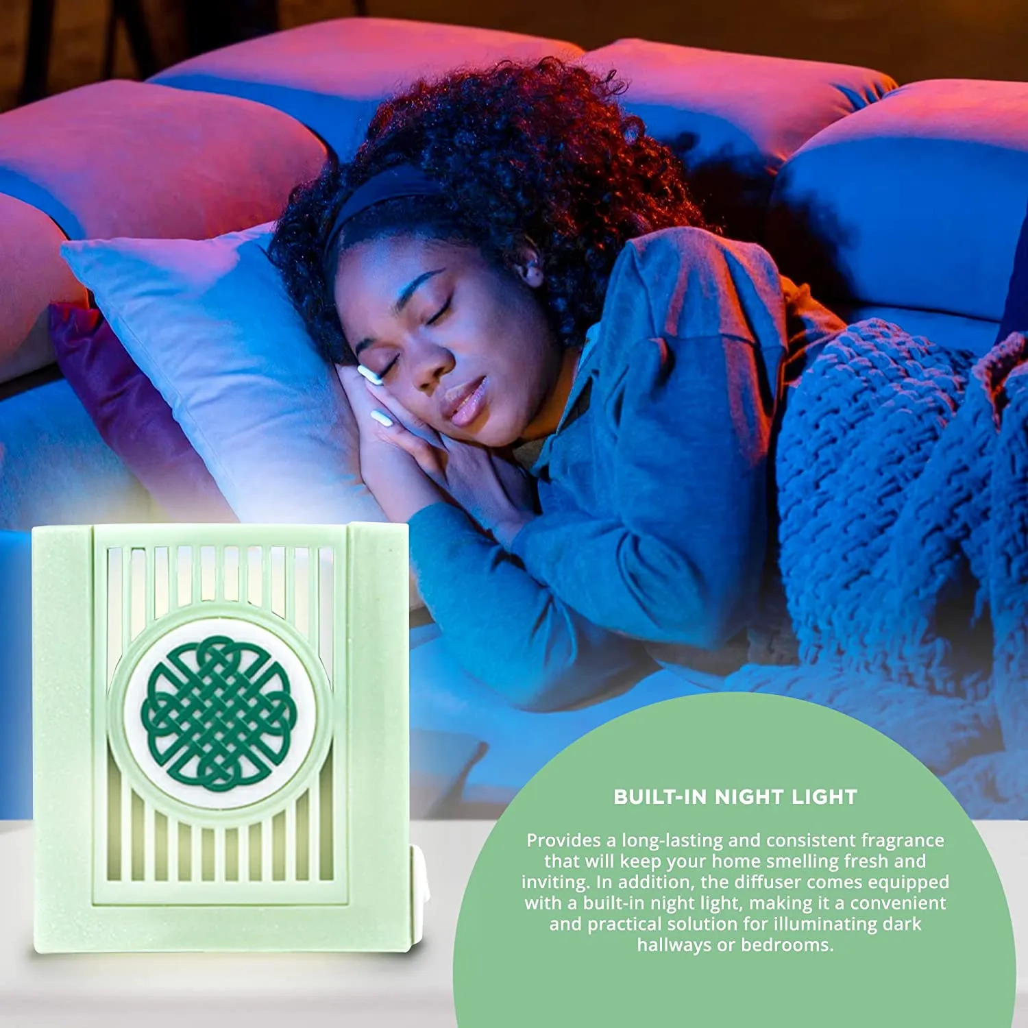 Celtic Knot Plugables® ScentSlide® Plugin Night Light Diffuser with 1 Fragrance Wafer - Sea Glass