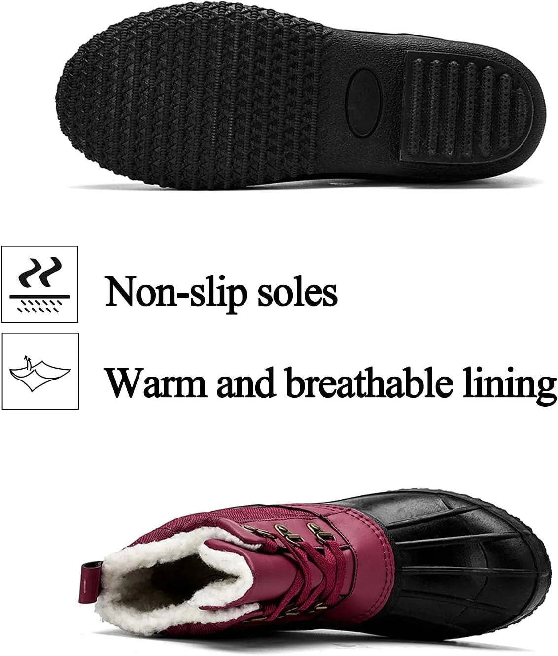 CERYTHRINA Womens Duck Boots Waterproof Warm Snow Boots Outdoor Winter Booties Ankle Rain Boot