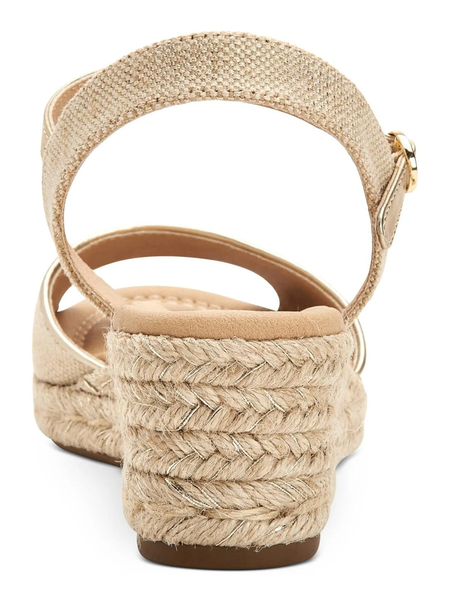 CHARTER CLUB Womens Beige Ankle Strap Luchia Round Toe Wedge Buckle Espadrille Shoes M