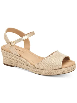 CHARTER CLUB Womens Beige Ankle Strap Luchia Round Toe Wedge Buckle Espadrille Shoes M