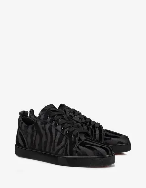 Christian Louboutin Louis Junior Black Velvet Quagga Trainers
