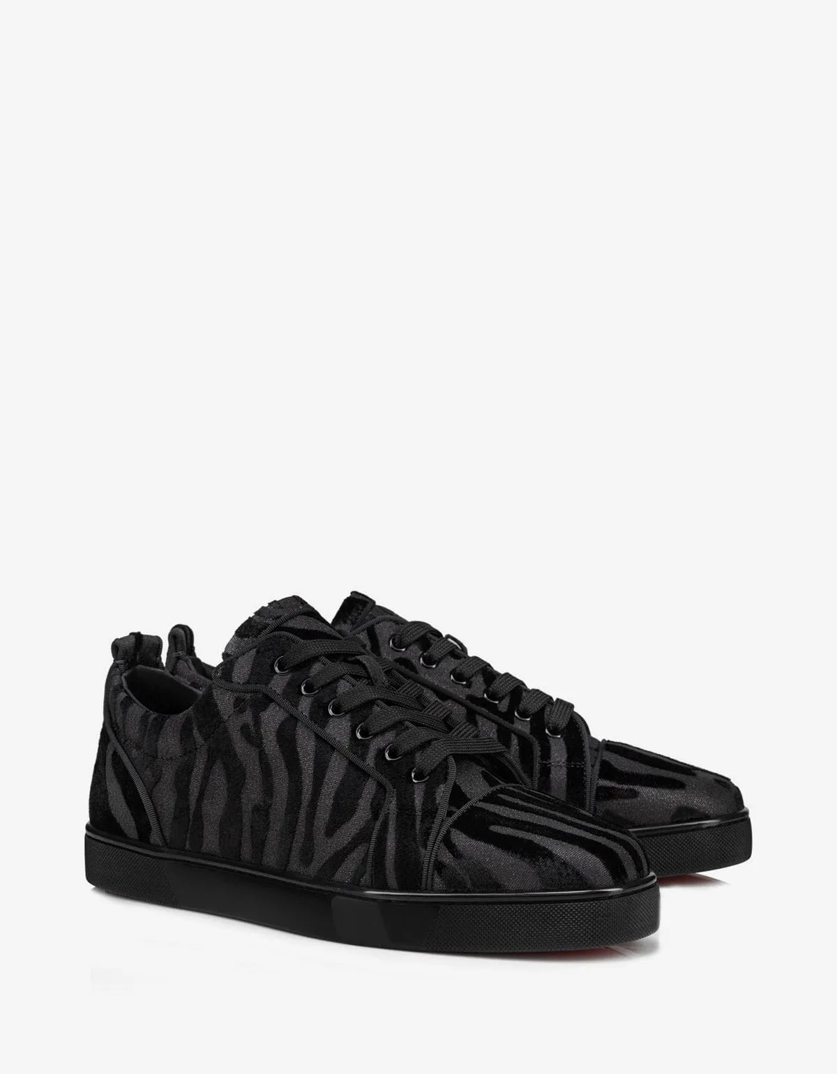 Christian Louboutin Louis Junior Black Velvet Quagga Trainers
