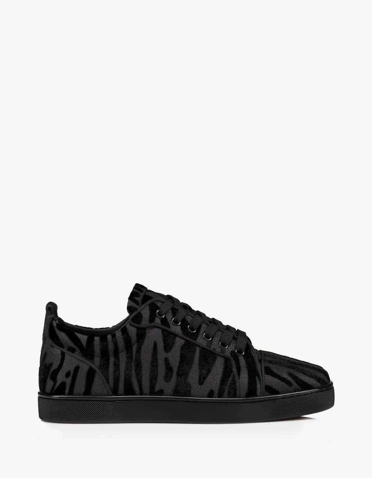 Christian Louboutin Louis Junior Black Velvet Quagga Trainers