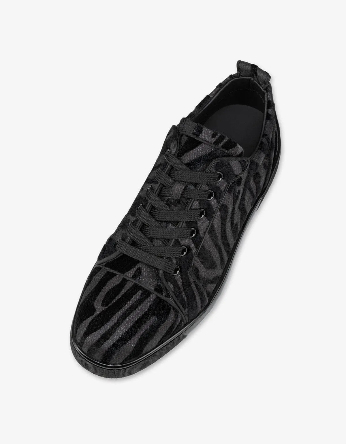 Christian Louboutin Louis Junior Black Velvet Quagga Trainers