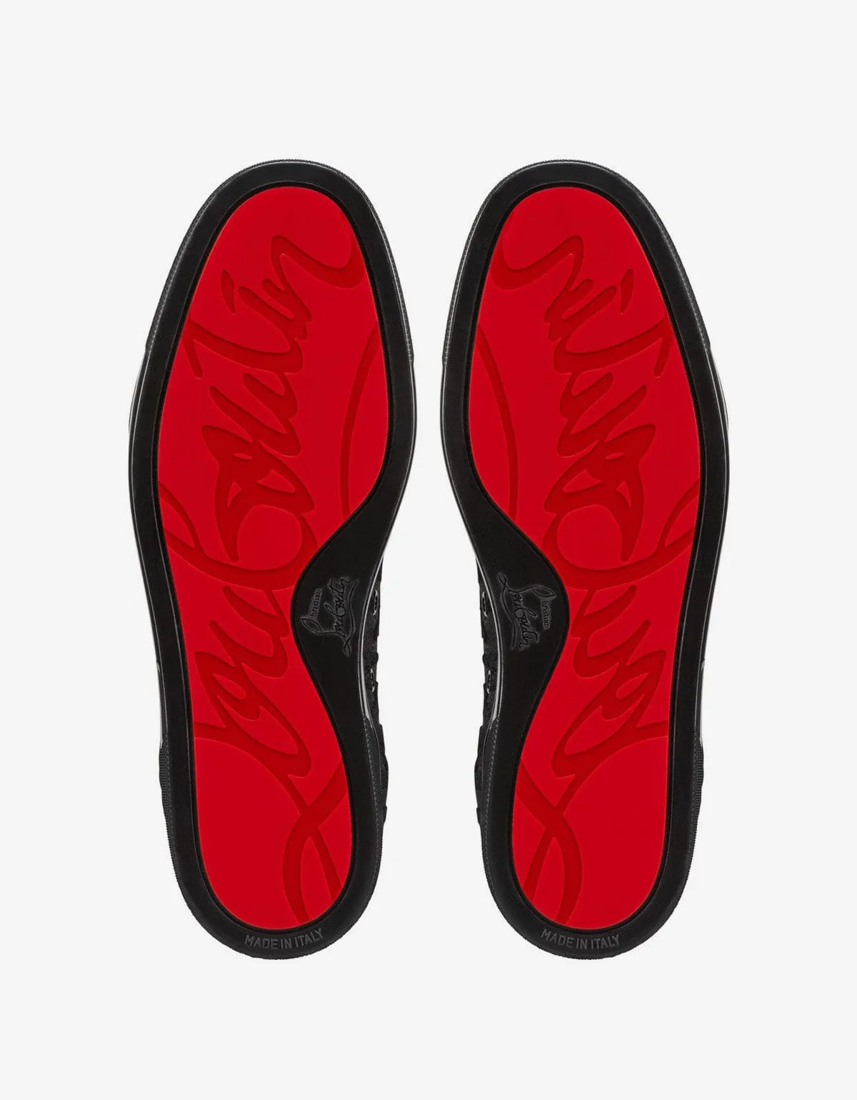 Christian Louboutin Louis Junior Black Velvet Quagga Trainers