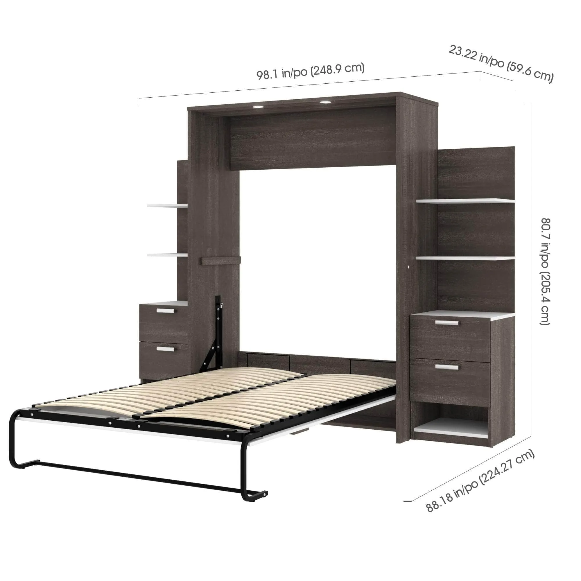 Cielo Full Murphy Wall Bed with Storage (98W) - Available in 2 Colours