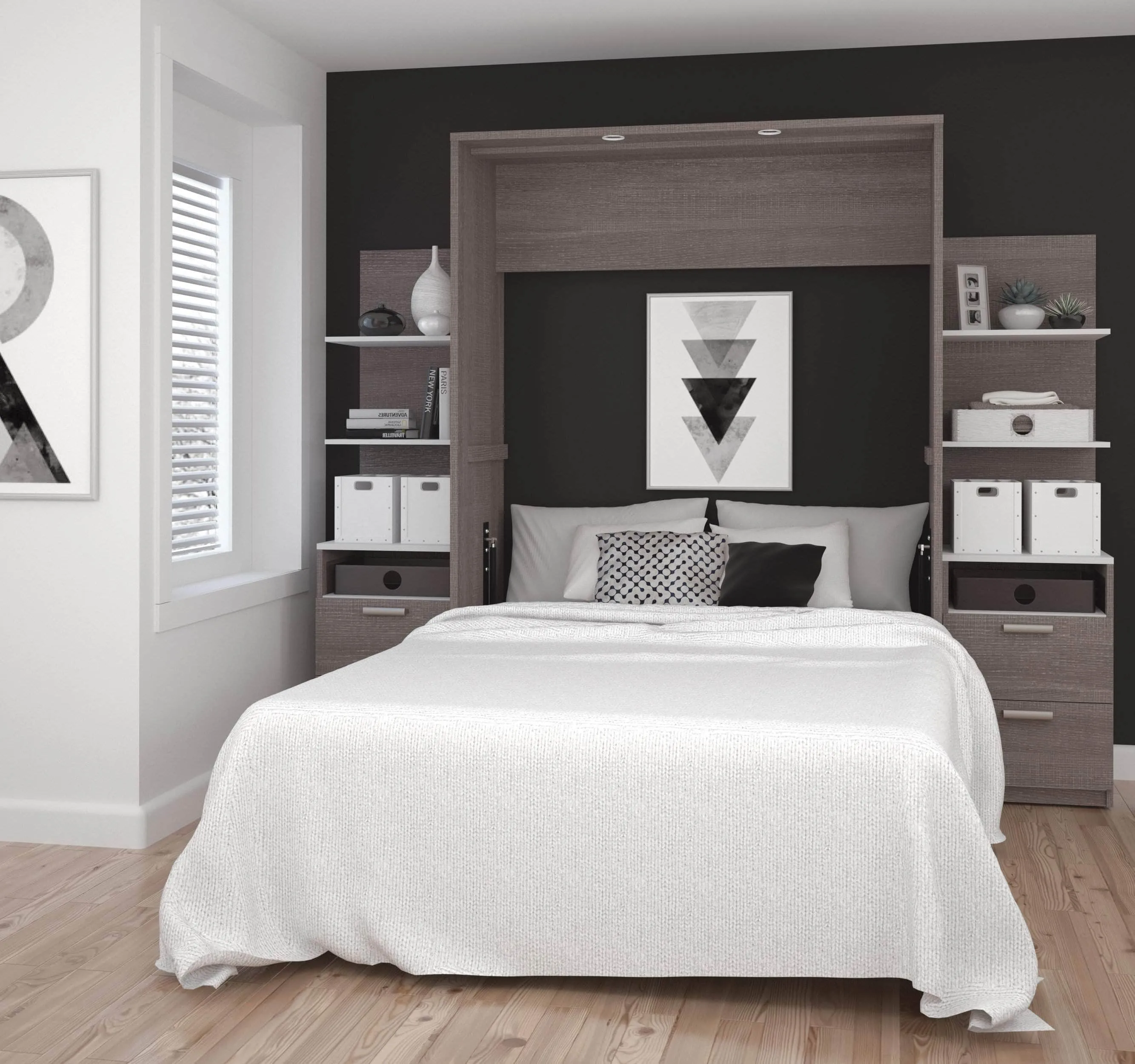 Cielo Full Murphy Wall Bed with Storage (98W) - Available in 2 Colours