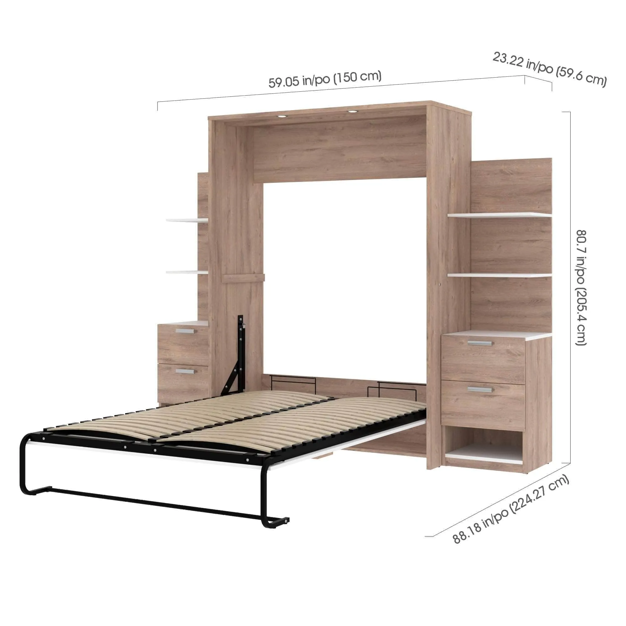 Cielo Full Murphy Wall Bed with Storage (98W) - Available in 2 Colours