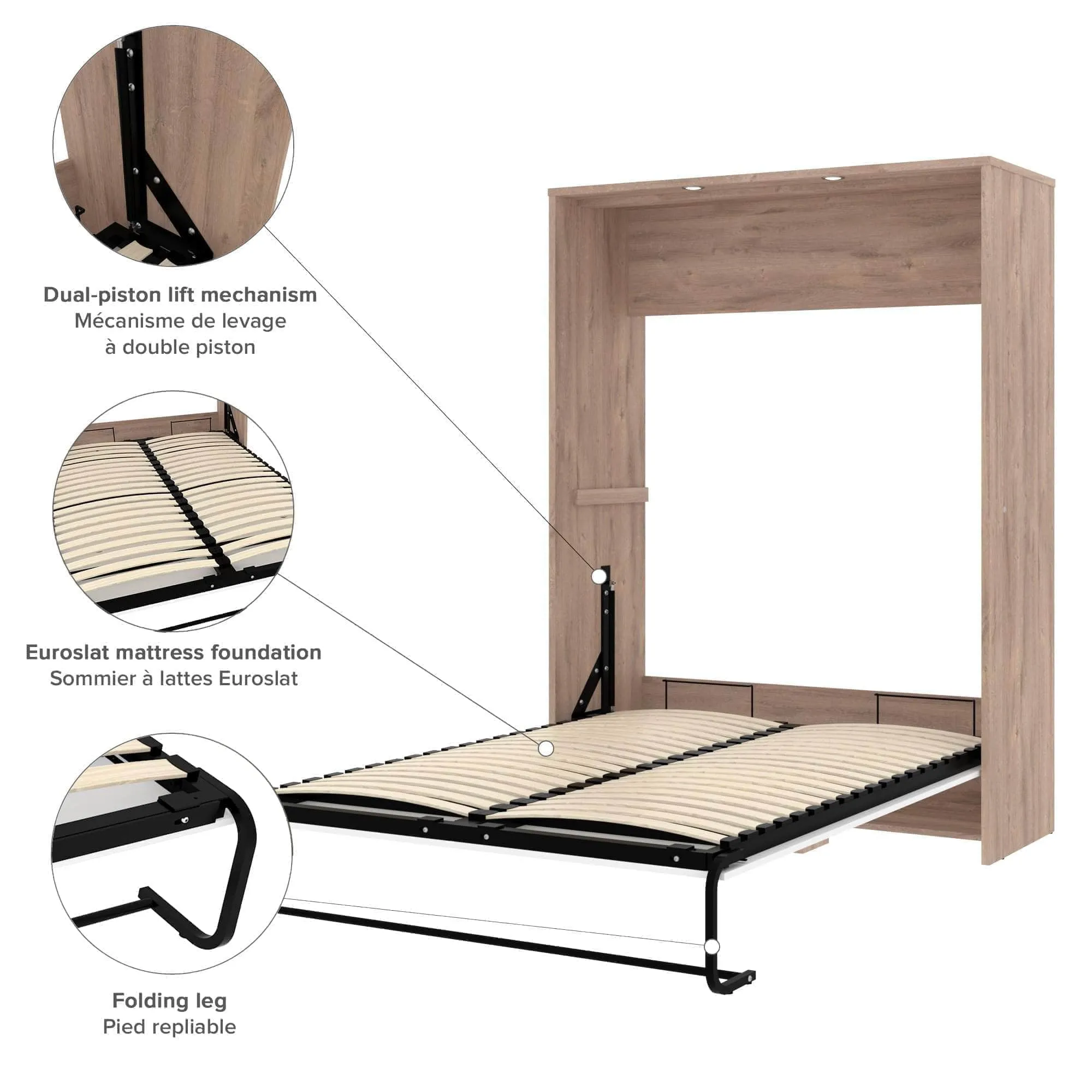 Cielo Full Murphy Wall Bed with Storage (98W) - Available in 2 Colours