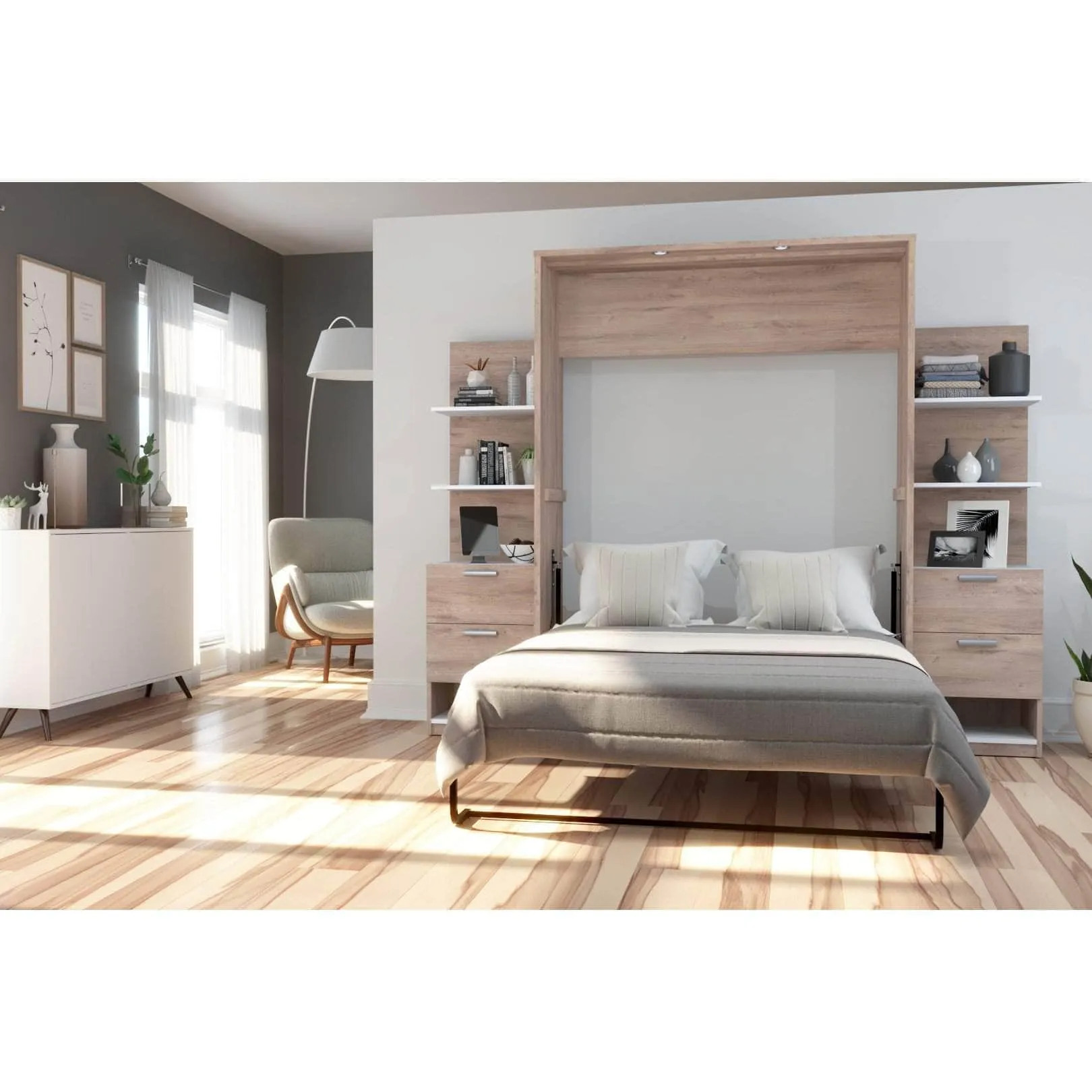 Cielo Full Murphy Wall Bed with Storage (98W) - Available in 2 Colours