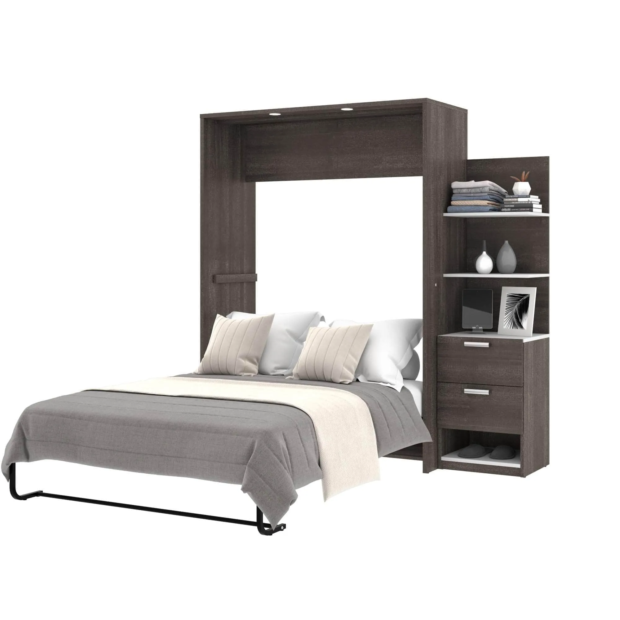 Cielo Full Murphy Wall Bed with Storage Cabinet (79W) - Available in 2 Colours