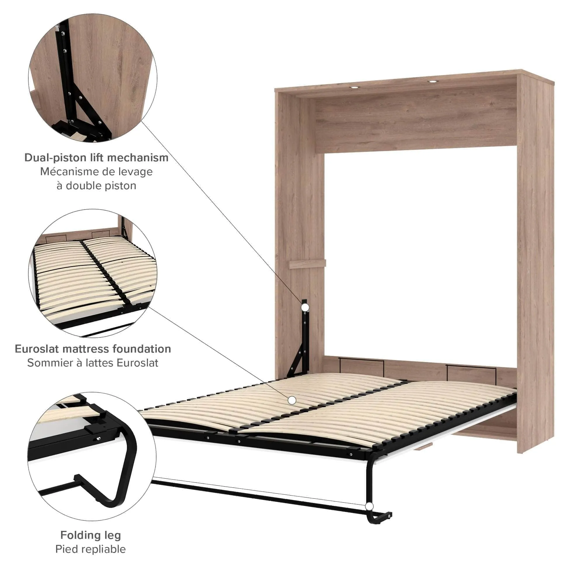 Cielo Queen Murphy Wall Bed with Storage (104W) - Available in 2 Colours