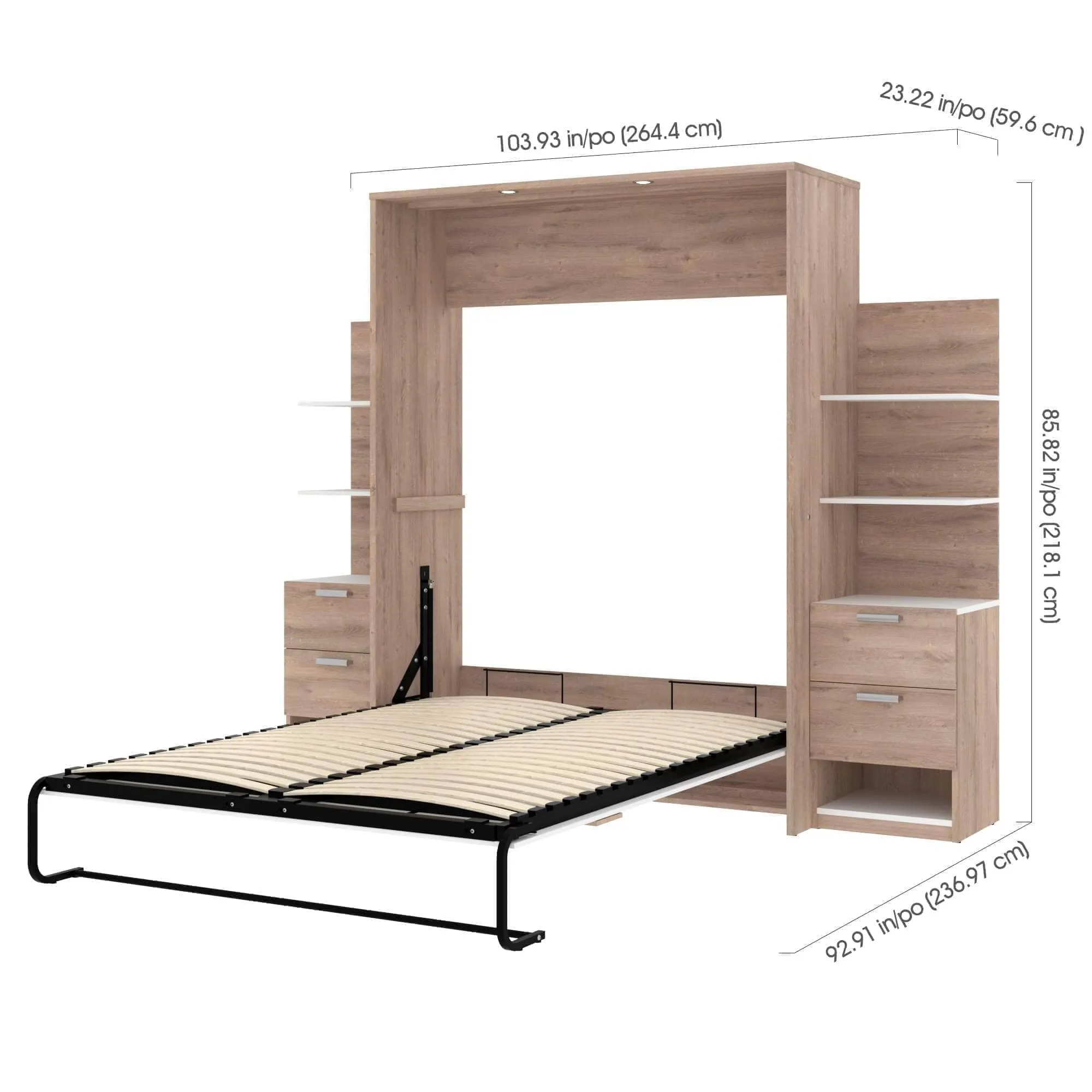Cielo Queen Murphy Wall Bed with Storage (104W) - Available in 2 Colours