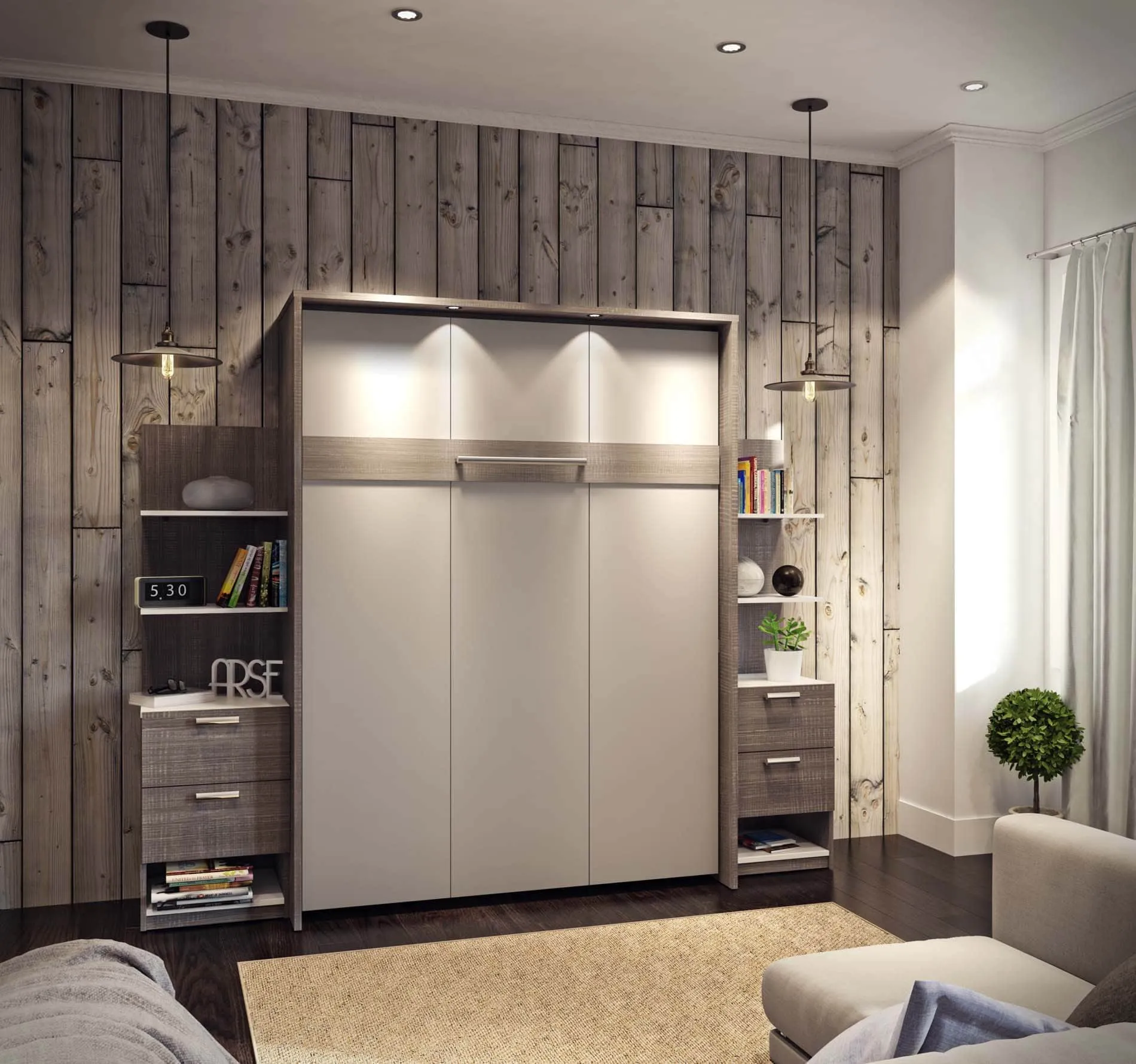 Cielo Queen Murphy Wall Bed with Storage (104W) - Available in 2 Colours