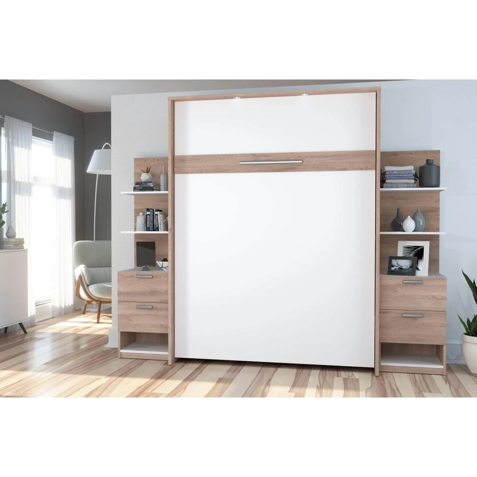 Cielo Queen Murphy Wall Bed with Storage (104W) - Available in 2 Colours