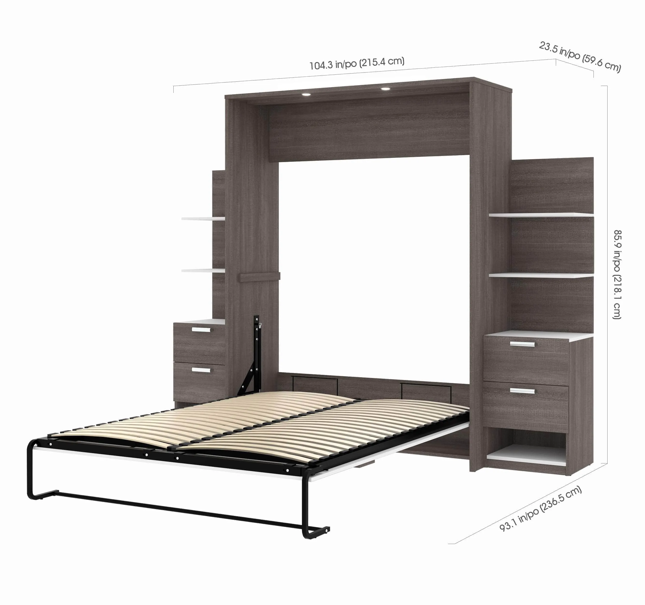 Cielo Queen Murphy Wall Bed with Storage (104W) - Available in 2 Colours