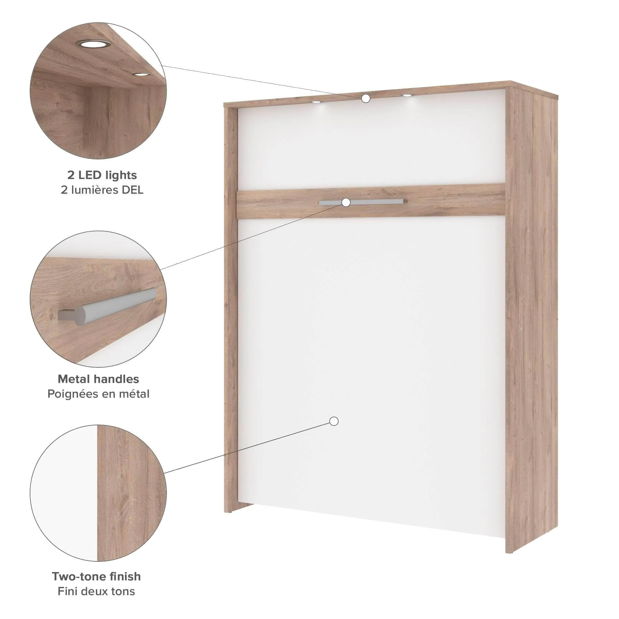 Cielo Queen Murphy Wall Bed with Storage (104W) - Available in 2 Colours