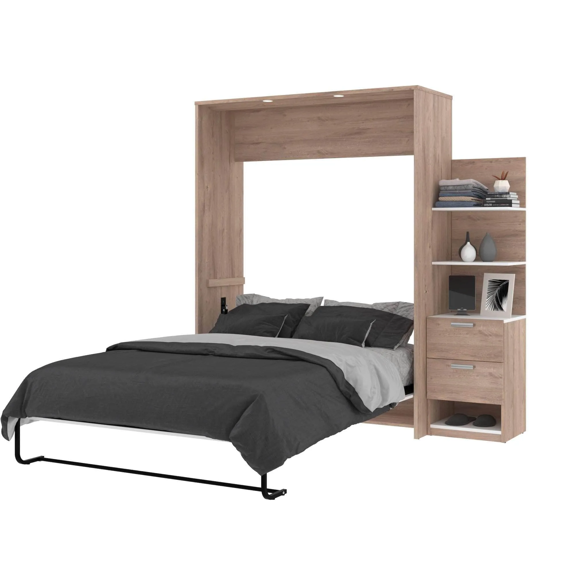 Cielo Queen Murphy Wall Bed with Storage Cabinet (85W) - Available in 2 Colours