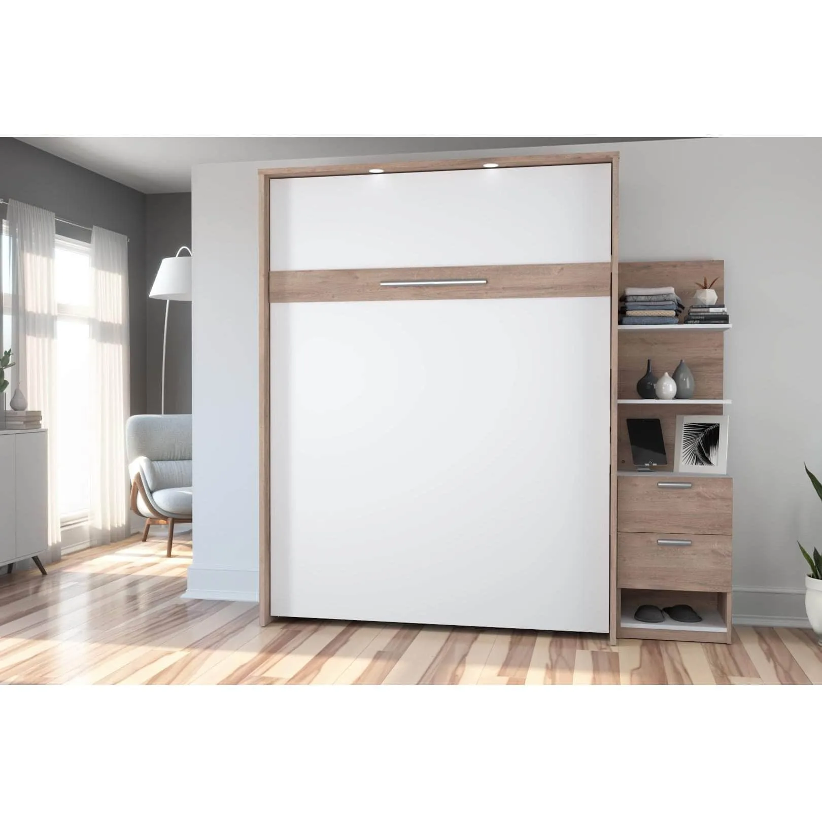 Cielo Queen Murphy Wall Bed with Storage Cabinet (85W) - Available in 2 Colours