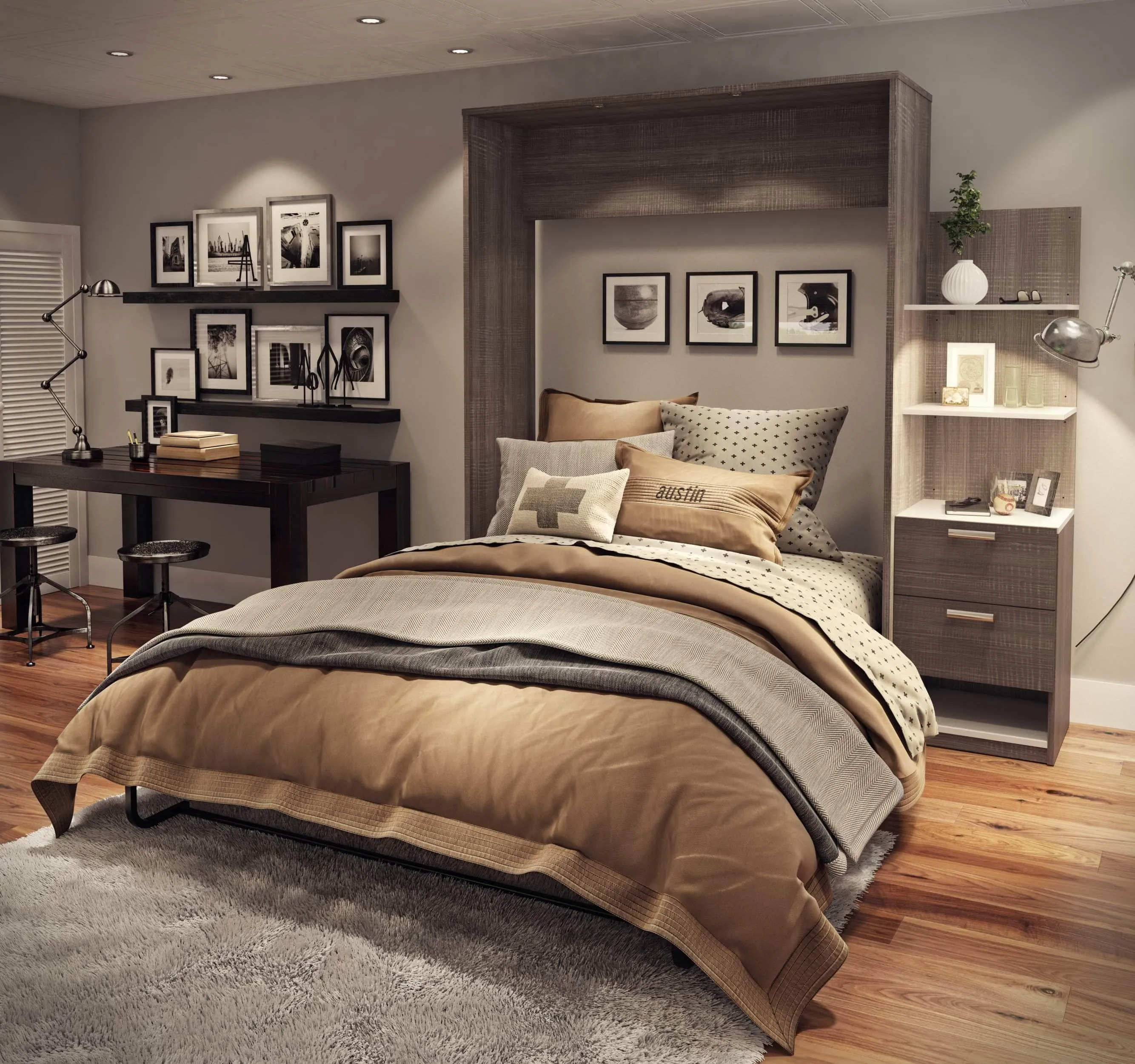 Cielo Queen Murphy Wall Bed with Storage Cabinet (85W) - Available in 2 Colours