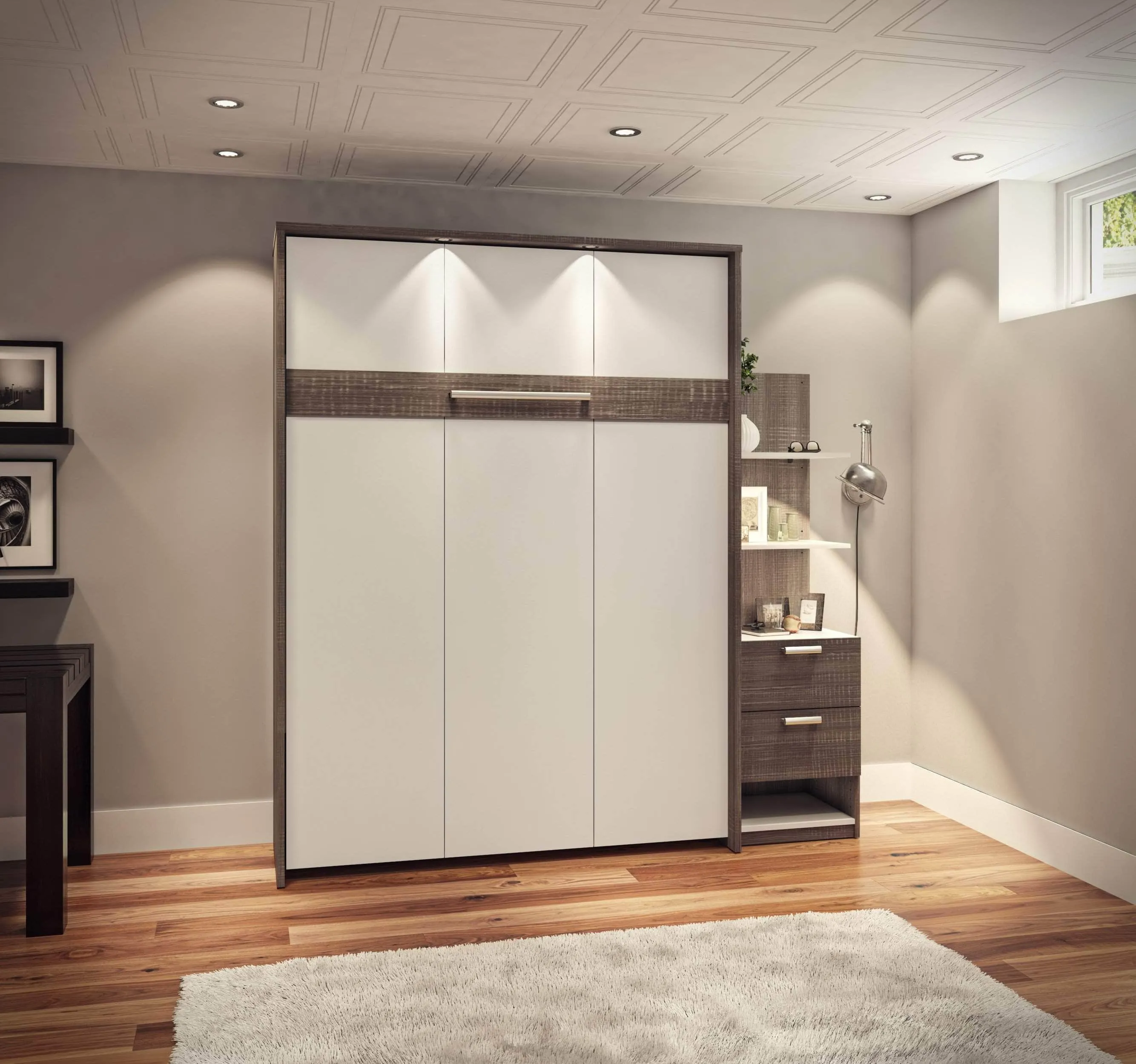 Cielo Queen Murphy Wall Bed with Storage Cabinet (85W) - Available in 2 Colours