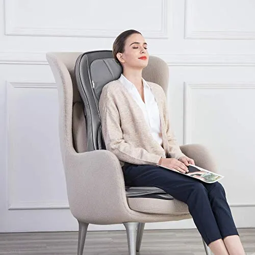 COMFIER Neck and Back Massager with Heat,Shiatsu Massage Chair Pad Portable with Compress & Rolling,Kneading Chair Massager for Full Back,Neck & Shoulder, Full Body,Gray