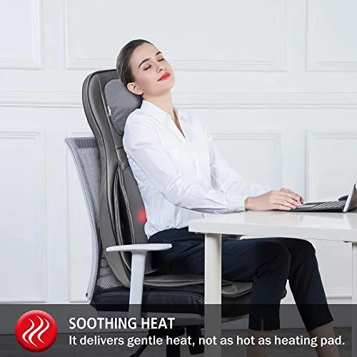 COMFIER Neck and Back Massager with Heat,Shiatsu Massage Chair Pad Portable with Compress & Rolling,Kneading Chair Massager for Full Back,Neck & Shoulder, Full Body,Gray