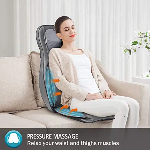 COMFIER Neck and Back Massager with Heat,Shiatsu Massage Chair Pad Portable with Compress & Rolling,Kneading Chair Massager for Full Back,Neck & Shoulder, Full Body,Gray