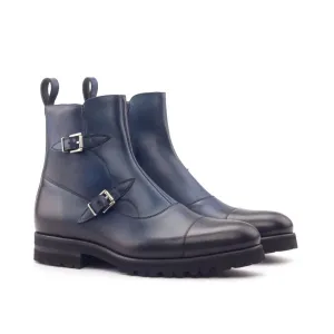 DapperFam Octavian in Navy Men's Italian Leather Buckle Boot