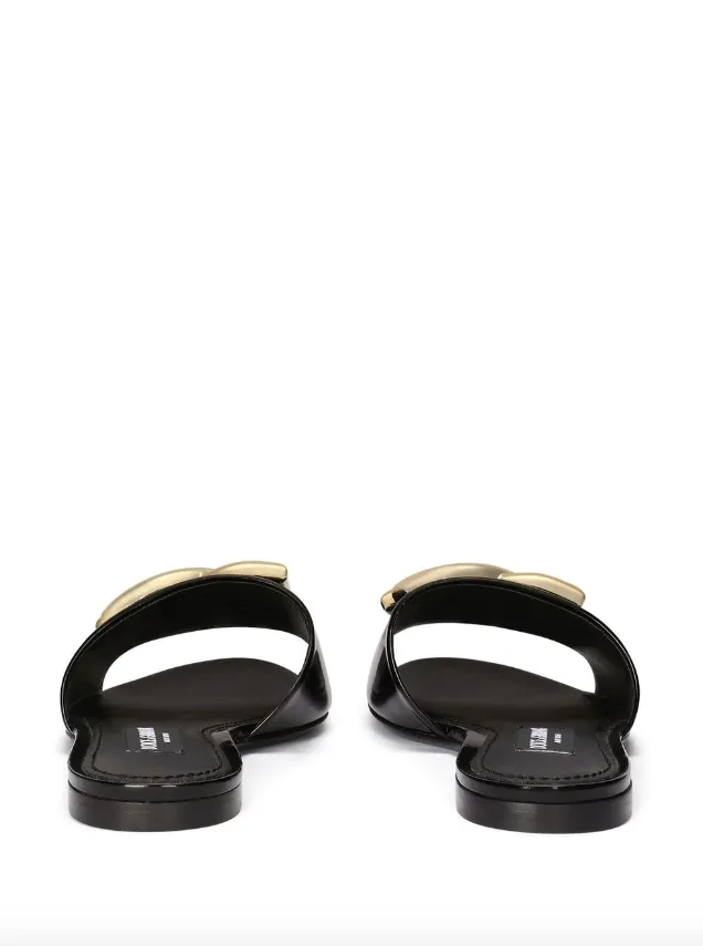 Dolce & Gabbana polished calfskin sliders with DG logo